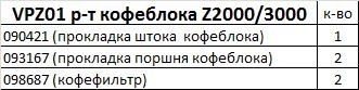 VPZ01 Ремкоплект кофеблока Z2000/3000 фото 2