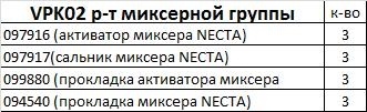 VPK02 Ремкомплект миксерной группы KIKKO  фото 2